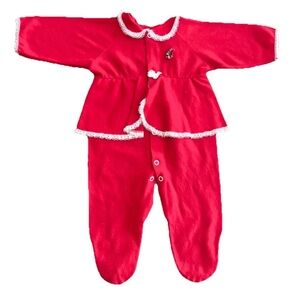 Baby Bliss Vintage‎ 80s Christmas footed one piece sleeper girls 3 mos ruffle